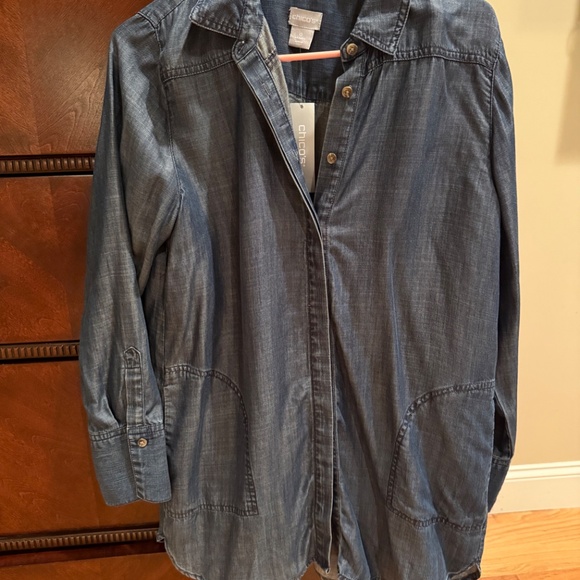 Chico's Soft Denim Button Top - Picture 6 of 7